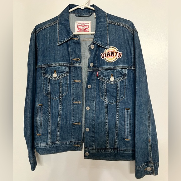 Women’s San Francisco Giants Levi's Blue Denim Trucker Jacket - Picture 1 of 6